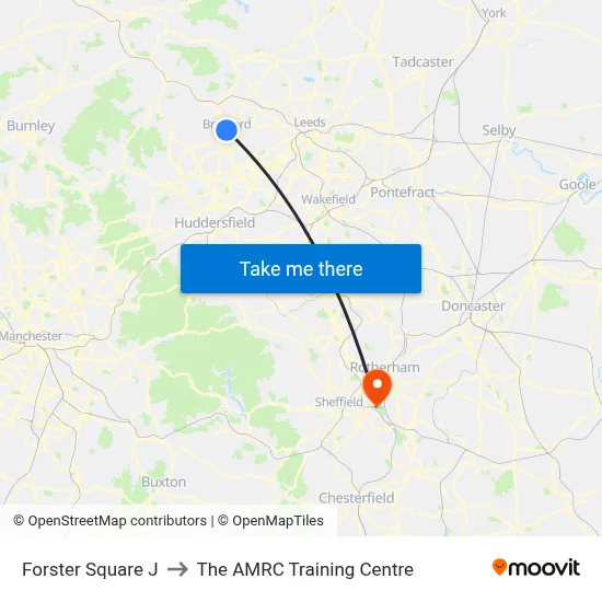Forster Square J to The AMRC Training Centre map