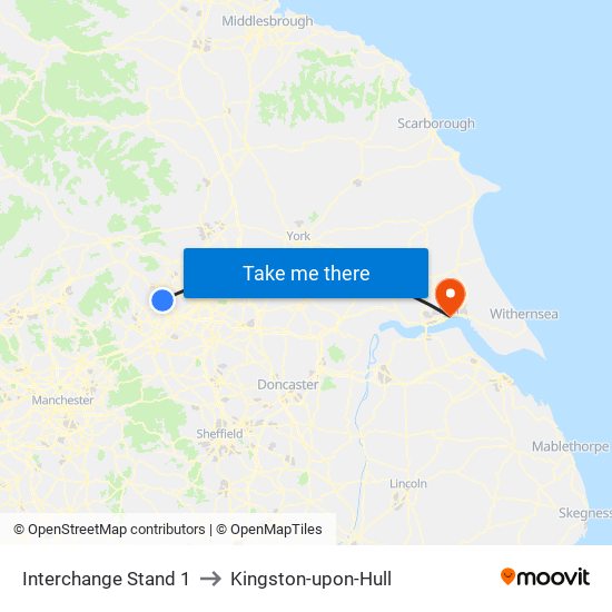 Interchange Stand 1 to Kingston-upon-Hull map