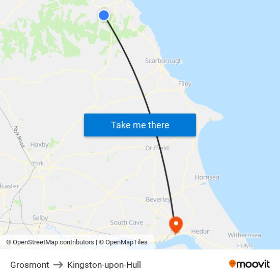 Grosmont to Kingston-upon-Hull map