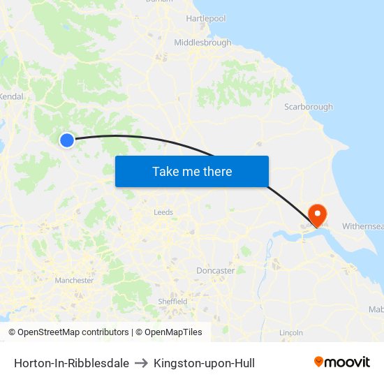 Horton-In-Ribblesdale to Kingston-upon-Hull map