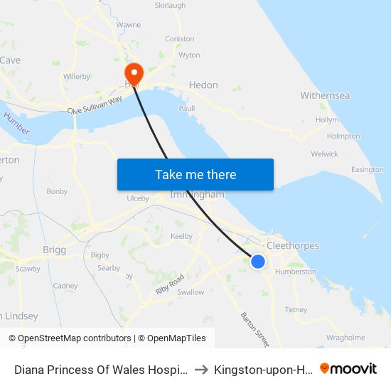 Diana Princess Of Wales Hospital to Kingston-upon-Hull map