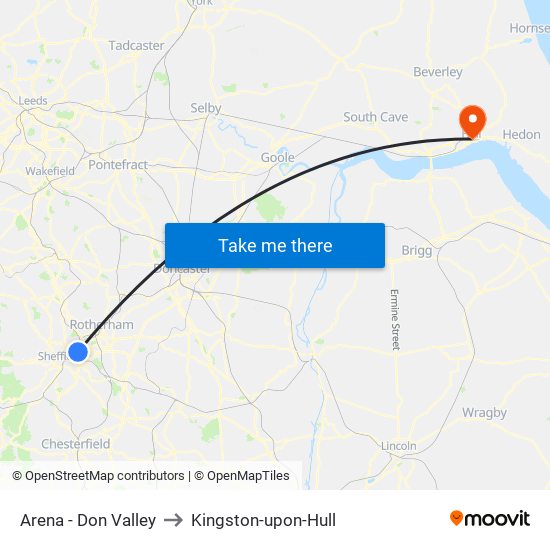 Arena - Don Valley to Kingston-upon-Hull map