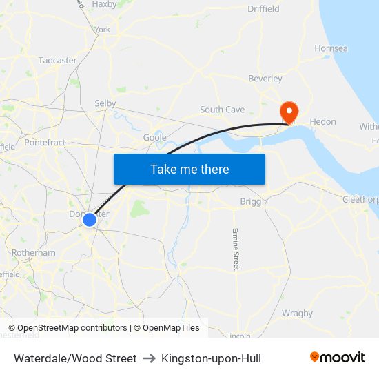 Waterdale/Wood Street to Kingston-upon-Hull map