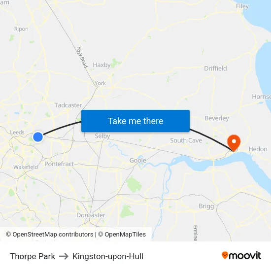 Thorpe Park to Kingston-upon-Hull map