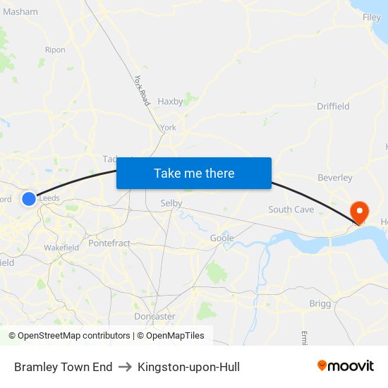 Bramley Town End to Kingston-upon-Hull map