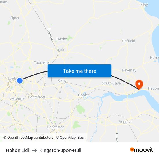 Halton Lidl to Kingston-upon-Hull map