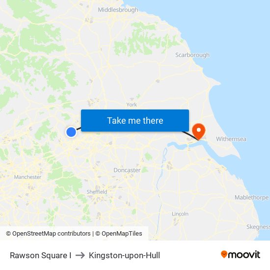 Rawson Square I to Kingston-upon-Hull map