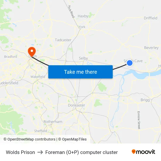 Wolds Prison to Foreman (O+P) computer cluster map