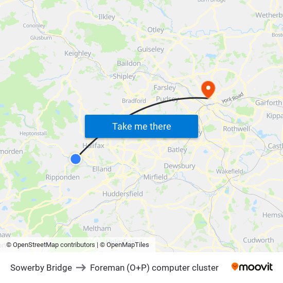 Sowerby Bridge to Foreman (O+P) computer cluster map