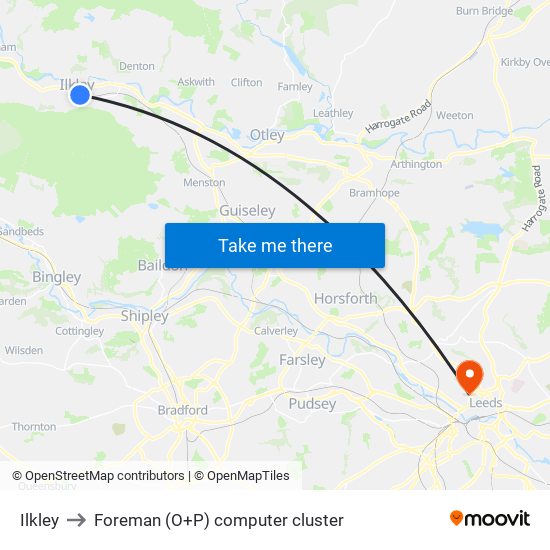 Ilkley to Foreman (O+P) computer cluster map