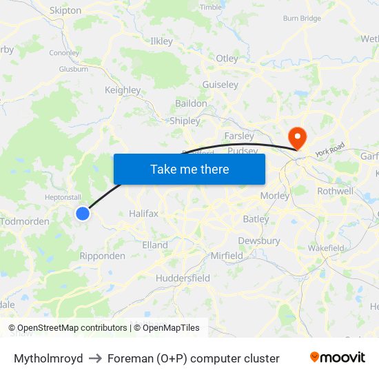 Mytholmroyd to Foreman (O+P) computer cluster map