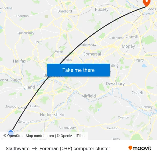 Slaithwaite to Foreman (O+P) computer cluster map
