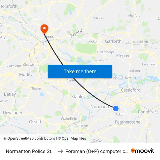 Normanton Police Station to Foreman (O+P) computer cluster map