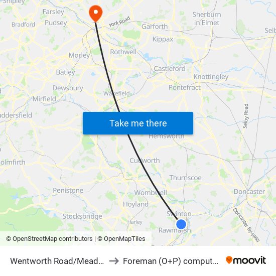 Wentworth Road/Meadow Croft to Foreman (O+P) computer cluster map