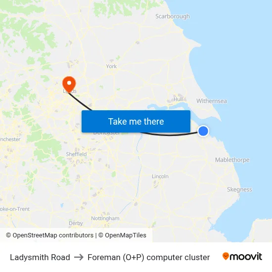 Ladysmith Road to Foreman (O+P) computer cluster map