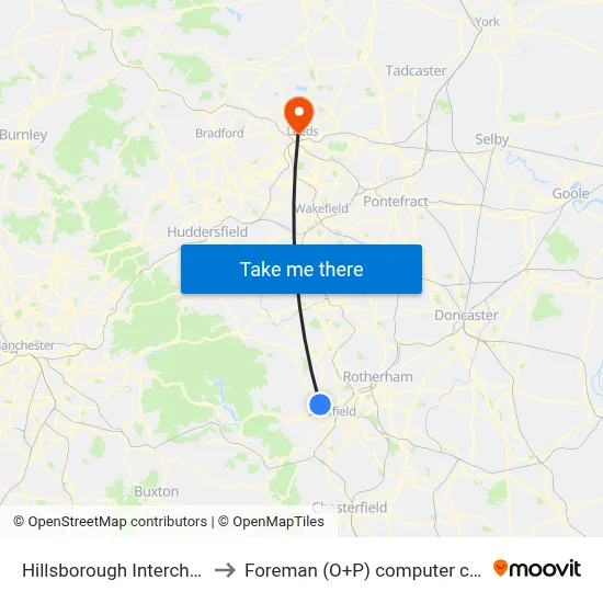 Hillsborough Interchange to Foreman (O+P) computer cluster map