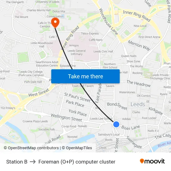 Station B to Foreman (O+P) computer cluster map