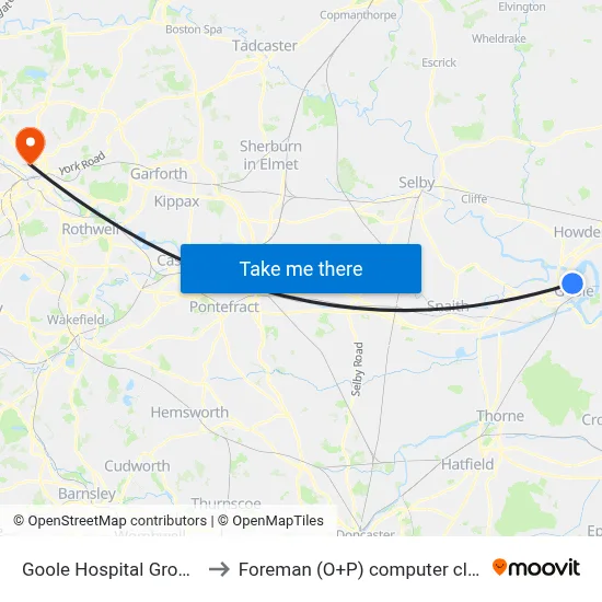 Goole Hospital Grounds to Foreman (O+P) computer cluster map