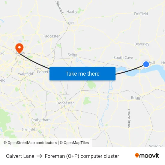 Calvert Lane to Foreman (O+P) computer cluster map