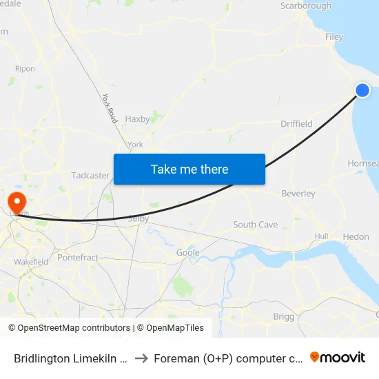 Bridlington Limekiln Lane to Foreman (O+P) computer cluster map