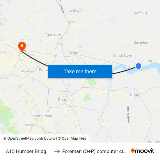 A15 Humber Bridge Rd to Foreman (O+P) computer cluster map