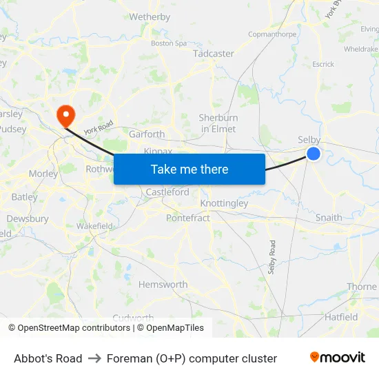 Abbot's Road to Foreman (O+P) computer cluster map
