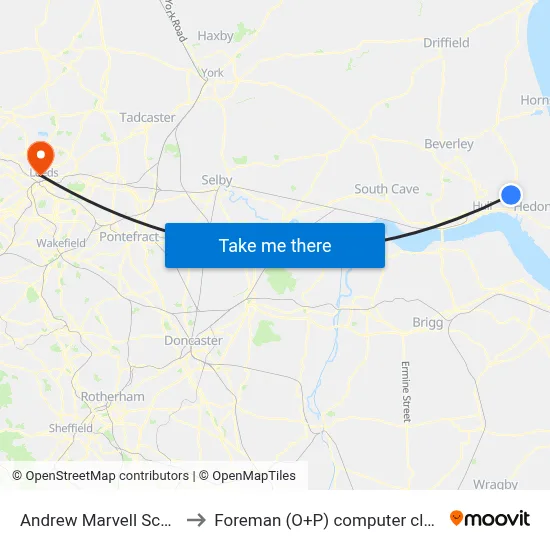 Andrew Marvell School to Foreman (O+P) computer cluster map