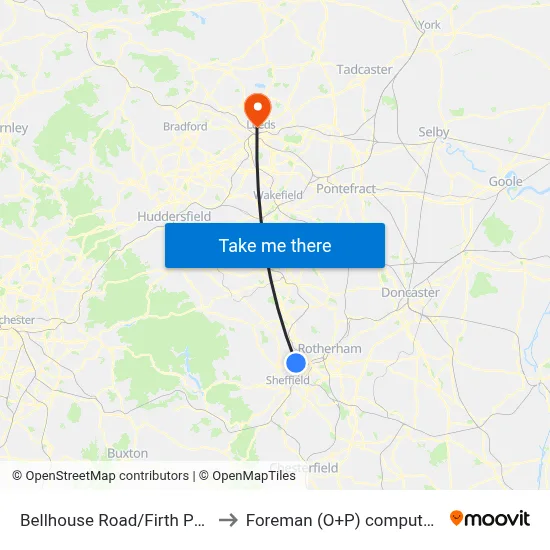 Bellhouse Road/Firth Park Road to Foreman (O+P) computer cluster map