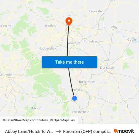 Abbey Lane/Hutcliffe Wood Road to Foreman (O+P) computer cluster map