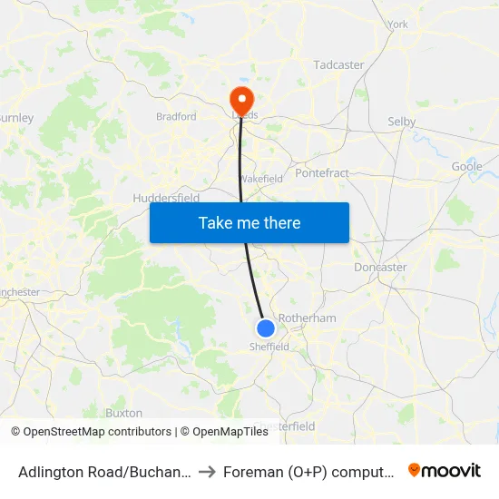 Adlington Road/Buchanan Road to Foreman (O+P) computer cluster map