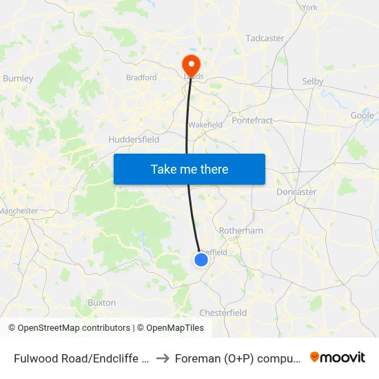 Fulwood Road/Endcliffe Vale Road to Foreman (O+P) computer cluster map