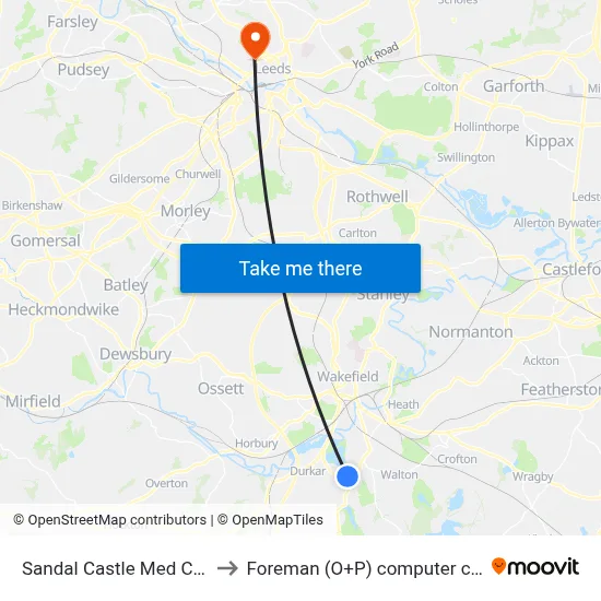 Sandal Castle Med Centre to Foreman (O+P) computer cluster map