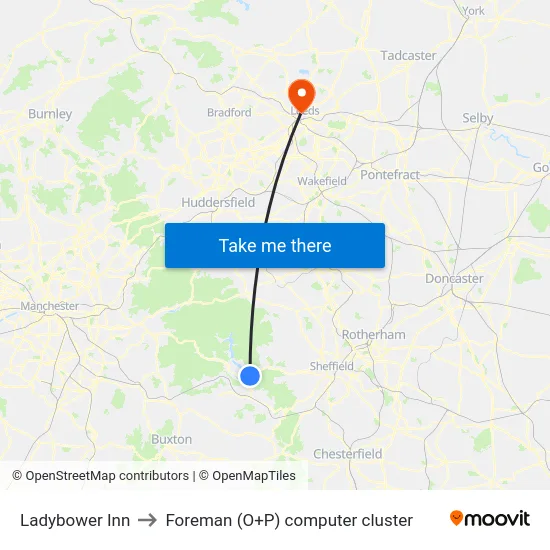 Ladybower Inn to Foreman (O+P) computer cluster map