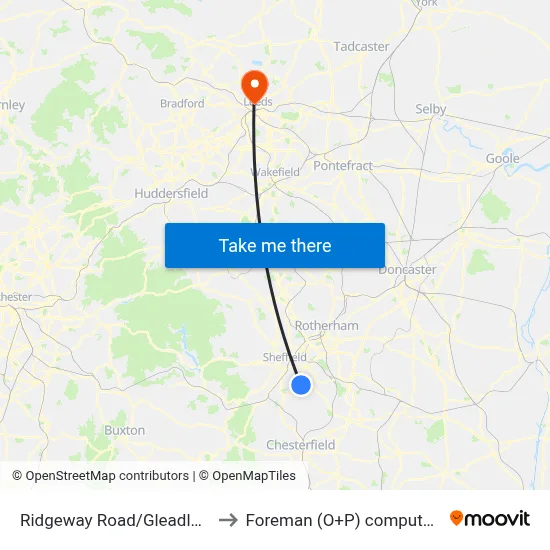 Ridgeway Road/Gleadless Road to Foreman (O+P) computer cluster map