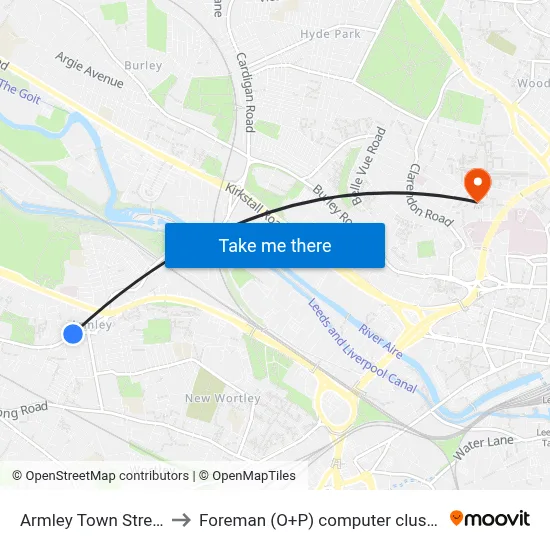 Armley Town Street to Foreman (O+P) computer cluster map