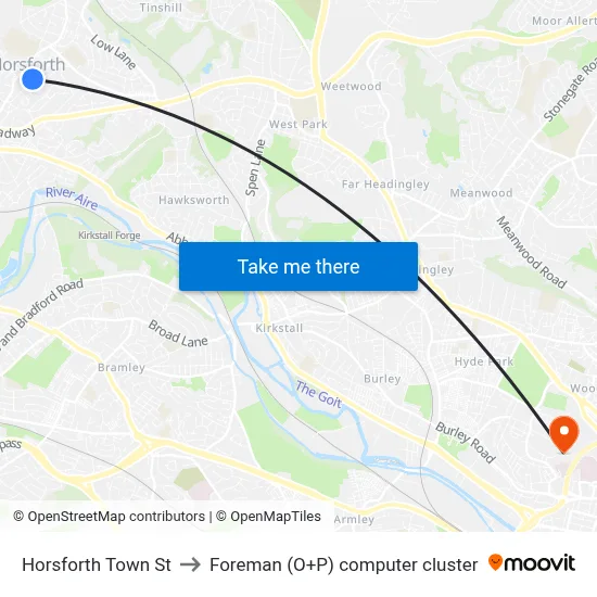 Horsforth Town St to Foreman (O+P) computer cluster map