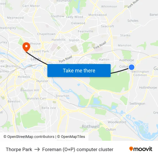 Thorpe Park to Foreman (O+P) computer cluster map