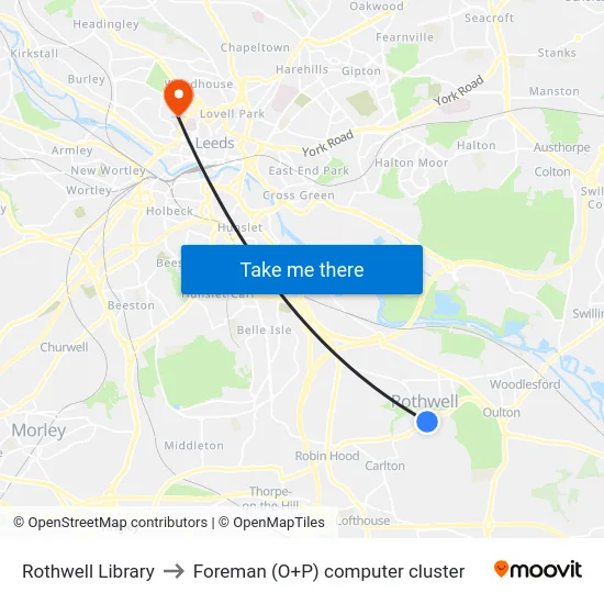 Rothwell Library to Foreman (O+P) computer cluster map