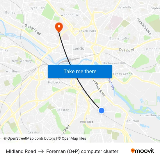 Midland Road to Foreman (O+P) computer cluster map