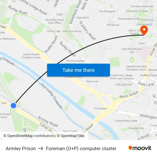 Armley Prison to Foreman (O+P) computer cluster map
