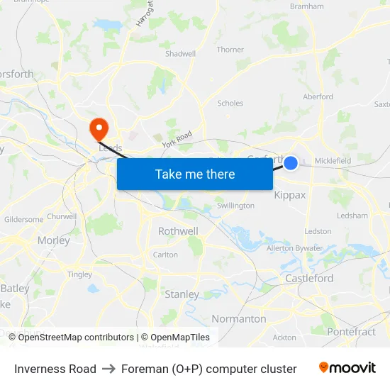 Inverness Road to Foreman (O+P) computer cluster map