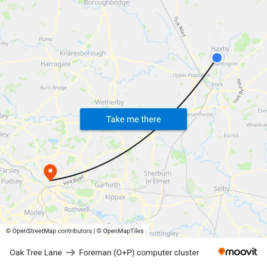 Oak Tree Lane to Foreman (O+P) computer cluster map
