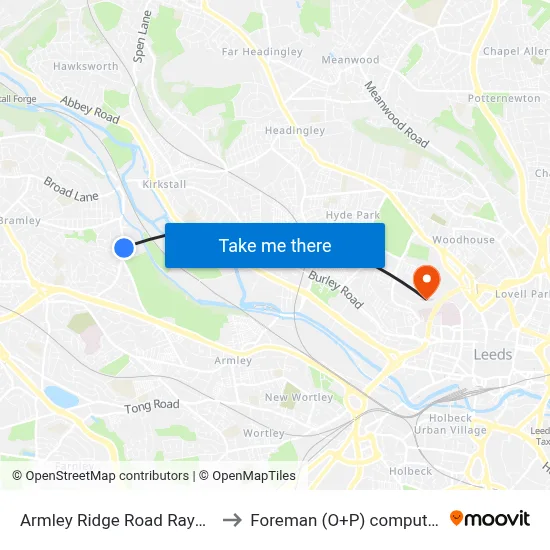 Armley Ridge Road Raynville Cres to Foreman (O+P) computer cluster map