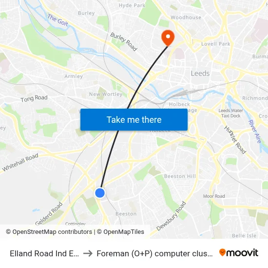 Elland Road Ind Est to Foreman (O+P) computer cluster map