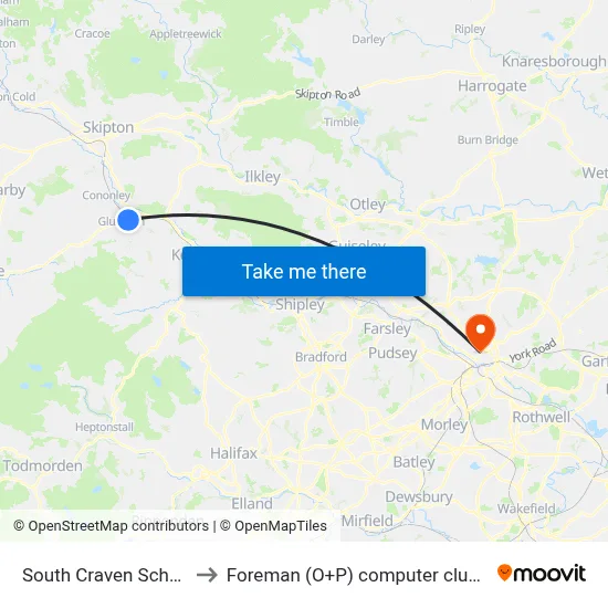 South Craven School to Foreman (O+P) computer cluster map