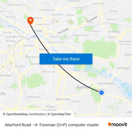 Aberford Road to Foreman (O+P) computer cluster map