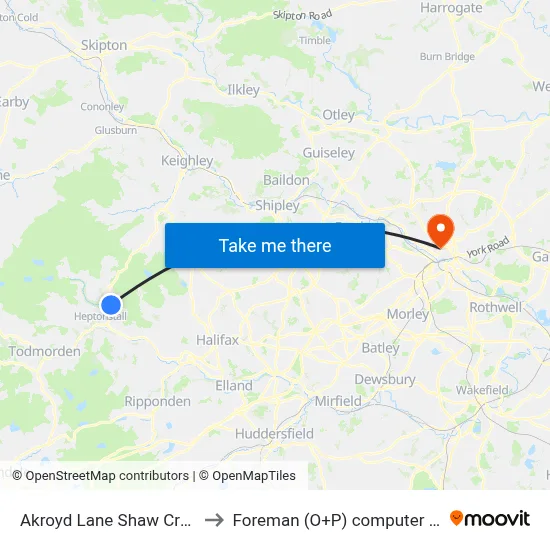 Akroyd Lane Shaw Croft Hill to Foreman (O+P) computer cluster map