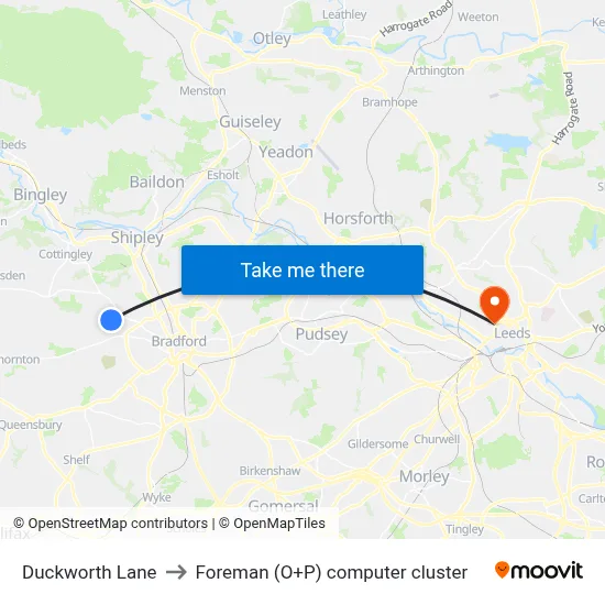 Duckworth Lane to Foreman (O+P) computer cluster map