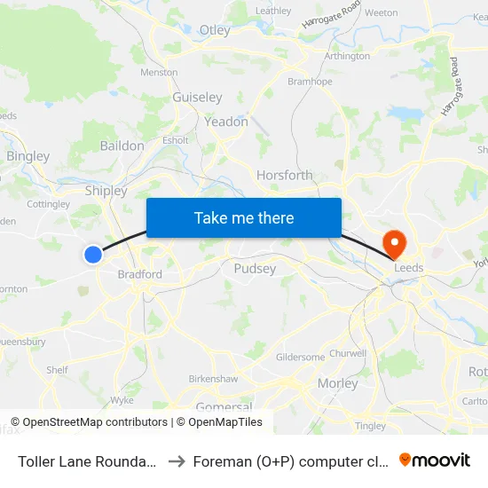 Toller Lane Roundabout to Foreman (O+P) computer cluster map