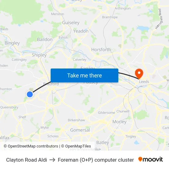 Clayton Road Aldi to Foreman (O+P) computer cluster map